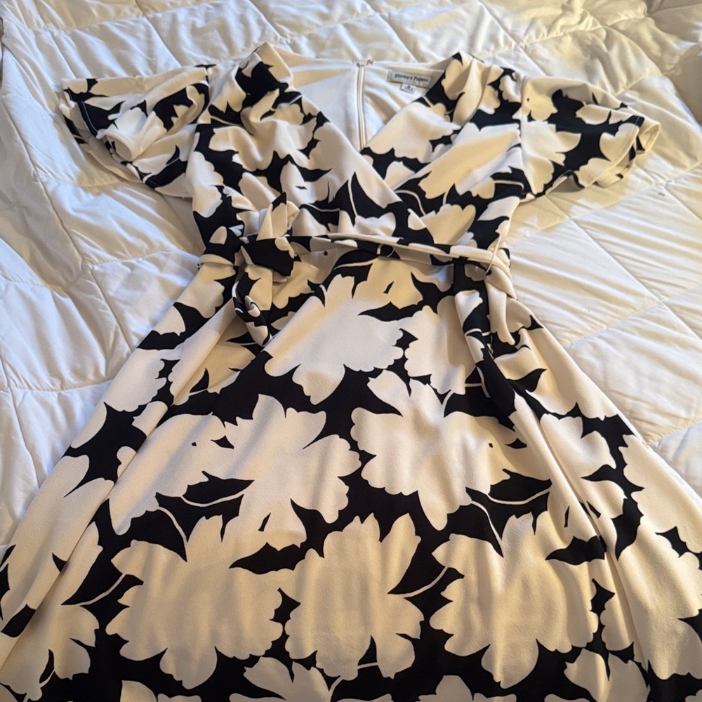 Shelby & Palmer Black and White Floral Midi Dress